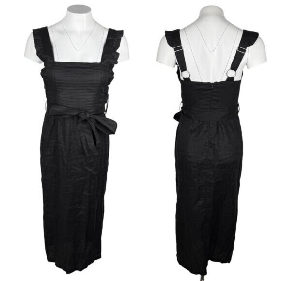 NWT DISSH Not My Time Black Linen Midi Dress Size 6 - Picture 2 of 6